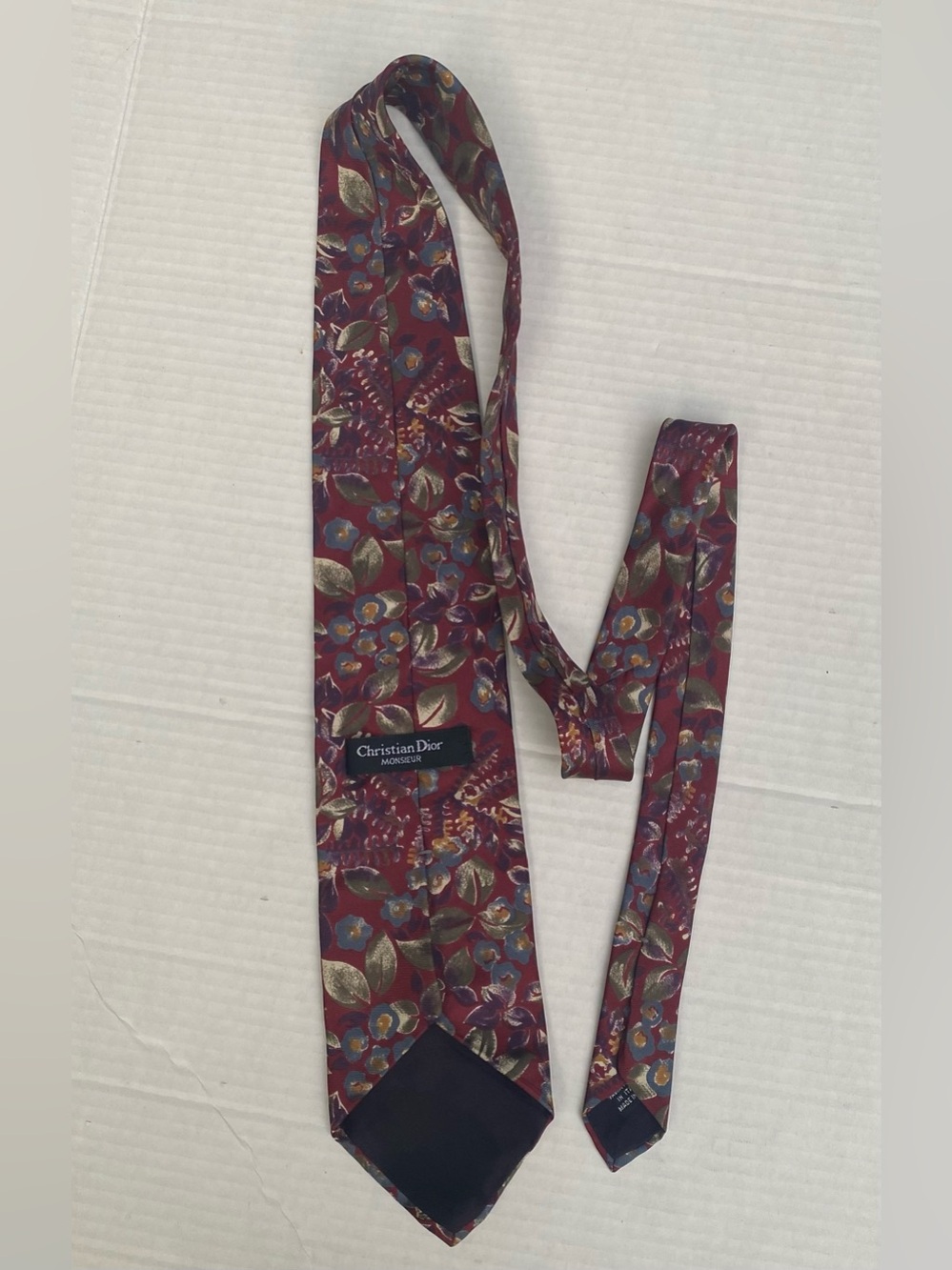 Dior Vintage Christian Dior Monsieur Silk Tie Burgundy Floral - Picture 9 of 15
